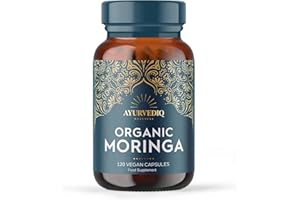 Ayurvediq Wellness Organic Moringa Capsules | 120 Moringa Powder Filled Capsules, Rich Vitamin C & Potassium | Gluten & Dairy Free, 100% Certified, Vegan Supplement