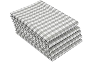 ZOLLNER 5 paños de Cocina de algodón, 50x70 cm, a Cuadros Blanco y Gris