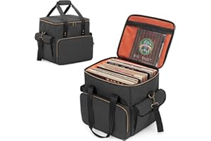 Trunab Vinyl Record Carrying Bag - Holds up to 60 LP Albums, Patented Design with Dividers for Travel and Storage