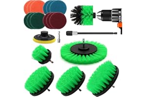 VIBRATITE 20 Pièces Brosse Nettoyage Perceuse, Brosse Nettoyage Voiture, Multifonctionnel Brosse Visseuse Nettoyage Kit pour Salle de Bain, Cuisine, Tapis, Sol, Carreaux, Voiture, Jantes - Vert
