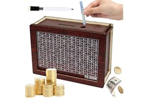 CAPGOOST Salvadanaio in Legno, Salvadanaio 10000 Euro, Salvadanaio con Contatore, Salvadanaio Riutilizzabile, Money Box, Salvadanaio con Nummer per Aiutare i Bambini a Costruire L'abitudine al Risparmi