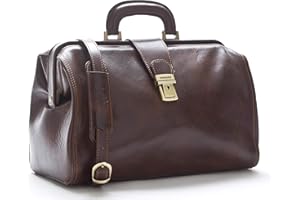 DD FIRENZE Sac Médecin en Cuir - D&D0205 - Marron - Made in Italy
