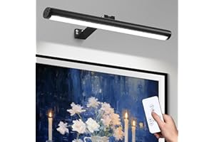 CHENBEN Wireless Picture Lights for Wall with Remote,225° Adjustable 4000mAh Battery Operated Picture Light,Dimmable/Timer Off,17.12inch Aluminium Art Lights for Paintings/Frame/Poster,Black