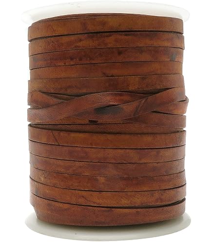 Cordon Rond En Cuir Tressé 4mm Marron Clair Vieilli Esnado - 10 Mètres - Cuir Véritable Pour Bijoux Et Artisanat