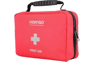 ‎HONYAO HONYAO Erste Hilfe Set, 220 Stück Kompakt First Aid Kit mit Premium-Tasche für Notfälle in Zuhause Auto Arbeitsplatz Familie Motorrad Reise Camping Wandern Draussen Sport