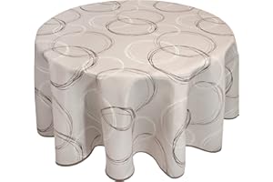 Valia Home® Tovaglia con rivestimento in Teflon per uso interno ed esterno in 6 design | Lavabile, respinge acqua e sporco grazie al fidato effetto loto | Circolare 140 cm beige