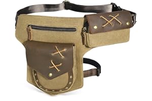 Handadsume Lona Impermeable + Cuero -Motocicletas -Senderismo-Bolsillos-Los Bolsillos de Fanny-Bolsa de Muslos y piernas-Bolsa de Cadera-para Hombres y Mujeres fb211-8