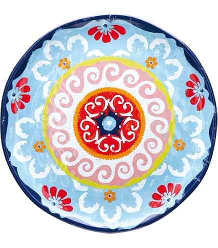 Rose&Tulipani 6 Piatti Fondi Nador 23 Cm - Ceramica Stoneware, Design Mediterraneo, Multicolore