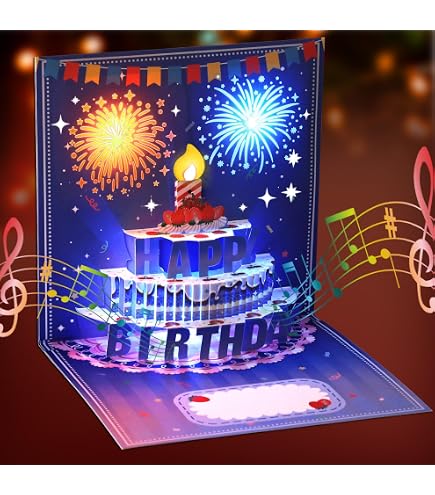 3D Pop-up Biglietto di Auguri di Musica di Compleanno, Candela