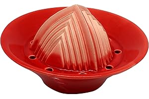 ‎ANCKERAMIC ANCKERAMIC® Zitronenpresse Porzellan, handgemachte Saftpresse manuell, Entsafter für Zitronen, Limetten & Orangen (Rot)