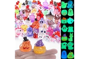 XIMISHOP 50 Stück Halloween Mini Figuren Harz, Kleine Leuchtende Harz Miniaturen Halloween Figuren für Party Garten Deko Geschenke