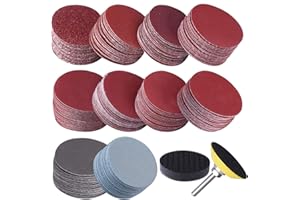 SIQUK 200 Pièces Disques de Ponçage 50mm Disques Abrasifs Grain 80 180 240 320 400 600 800 1000 2000 3000 pour Meulage Fraisage Gravure