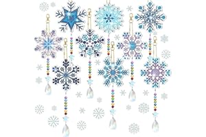 Anpumoony Diamond Painting Weihnachten 5D Schneeflocke Deko Diamond Painting Anhänger Schlüsselanhänger Weihnachtsbaum Fenster Hängend Winter Dekor Windspielanhänger Ornamente Strass Malerei Kit DIY