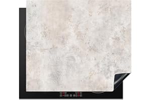 KitchenYeah© Protezione Piano Induzione 60x52 cm Cucina Copri Fornelli Proteggi di Cottura Antiscivolo Tappetino Marmo - Bianco - Grigio