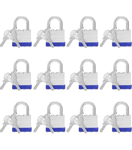 legunto® 27 x gelijksluitend hangslot met sleutel. Zeer stevige, inbraakwerende hangslotenset van staal met 162 sleutels die op elk slot in de set passen - hangslot, lockerslot, sleutelhangslot