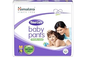 Himalaya Total Care Baby Pants Diapers, Medium (M), 78 Count, (7 - 12 kg), With Anti-Rash Shield, Indian Aloe Vera and Yashad