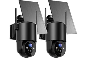 YUPBOE 2 x kamera do monitoringu zewnętrznego, akumulatorowa, solarna: kamera 2K do monitoringu zewnętrznego, obracana o 360°, Wi-Fi, kamera outdoorowa, bezprzewodowa, 2,4 G, WiFi, z noktowizorem w kolorze