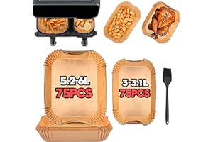 Ninipie di Carta Forno per Friggitrice ad Aria Philips 3000 Series 6L/3L, Contenitori per Friggitrice ad Aria Philips Airfryer Serie 3000, Accessori Friggitrice ad Aria Cecotec 5.5L/3.5L(150 Pezzi)