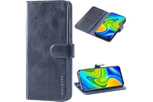Mulbess Funda Móvil para Xiaomi Redmi Note 9, Funda Libro Protectora Carcasas TPU, Ranura para Tarjeta, Cierre Magnético, Vintage Azul Marino