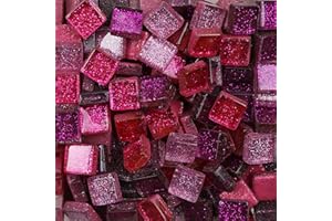 ANKTILY 200g Tessere Mosaico Piastrelle Mosaico Vetro, Colore Misto Quadrata Pezzi di Vetro,Cristallo Glitterato Tessere per Mosaico Piastrelle Assortite per ​Lavori Artigianali,Decorazioni,1x1cm(Brillante)