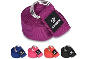 AQF Cinghia Yoga, Yoga Stretching Straps 1.8M/2.4M/3M 100% Puro Cotone Cintura Yoga con D Fibbia Accessori Yoga per Fitness Gambe e Corpo Allungamento