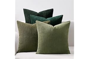 Topfinel Fundas de Cojines 40x40 Decoracion Hogar 4 Piezas Funda para Cojin Sofa Cama Salon de Estar Dormitorio Sillas Jardin Habitación Pana Gradiente Verde Oscuro Color Sólido