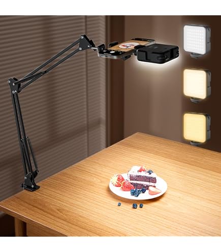 Overhead Stativ Handy Mit Licht,Winkel Einstellbar  Produktbild-Vorschau 3