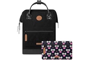 CABAÏA CABAIA - Sac à Dos Adventurer Brighton - Medium 18L - Déperlant - Compartiment Ordinateur Portable 13" - 2 Poches - Certifié Vegan - Sac Voyage, Affaires, École pour Homme et Femme - Noir