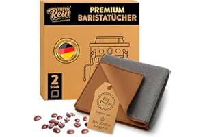 ‎TIEFENREIN Barista Tuch Set - 2 Stück Braun & Grau - Premium Barista Tücher Set für Reinigung der Siebträgermaschine - 30x30 cm Barista Lappen extra saugstark - Kaffeemaschine Reinigungstuch - Mikrofasertücher