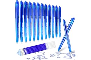 BBLIKE Penne Cancellabili Blu 12 Pcs - 0,7 mm Penna Gel Cancellabile Set, 20 Ricariche Penne Cancellabile per Scuola Elementare Adulti Bambino Articoli Scolastici, Forniture Ufficio, Studenti