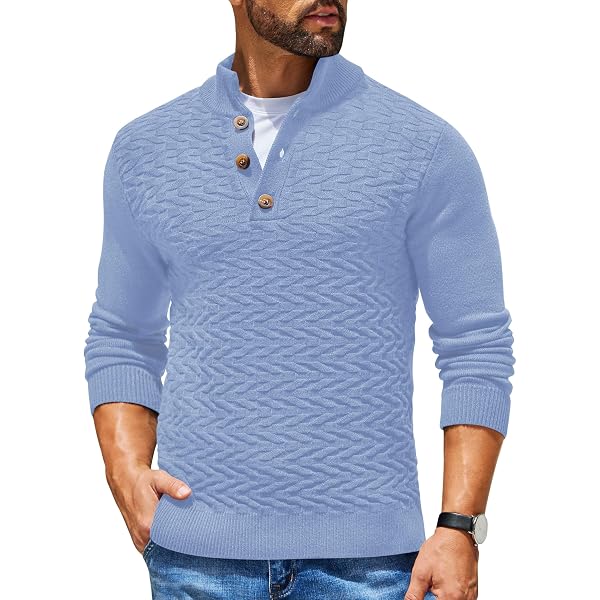 COOFANDY Camicia Henley Uomo A Maniche Lunghe | Maglietta Termica Con Bottoni, Casual | Grigio Chiaro, Taglia S
