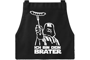 DXDXDXD Grillschürze für Männer, Star Wars Schürze, Kochschürze Herren mit 4 Taschen 95cm Große Männer Grill Schürze, Starwars Geschenk-ICH BIN DEIN BRATER (Klassischer Stil)