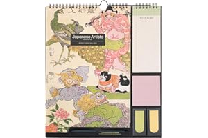 Grupo Erik: Calendario Famiglia 2025 Japanese Artists | Calendario 2025 da muro con 4 colonne, 30x34cm, da Settembre 2024 a Dicembre 2025 con to do list, stickers e penna inclusa