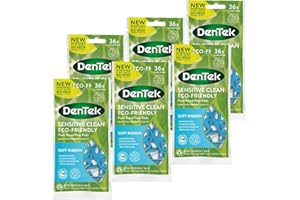DenTek Eco-Friendly Sensitive Floss Picks with Soft Ribbon and Anti-Bacterial Dental Floss, Gentle on Teeth and Sensitive Gums, 36 Count x 6 packs (216 Picks)
