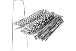 DUBUOZA Piquets de Jardin,Piquets de Fixation en Acier Galvanisé Forme de U,150x40mm Ø 3mm,Piquet de Tente, pour Le Jardin, Le Paillis et Le Gazon Artificiel,pour Tissus de contrôle des Mauvaises Herbes (50)