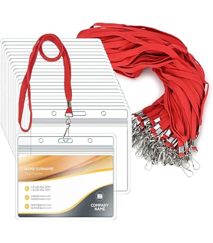 100 Porte-Badges Tour De Cou - Cordon PVC Transparent - Pour Cartes, Badges, Événements