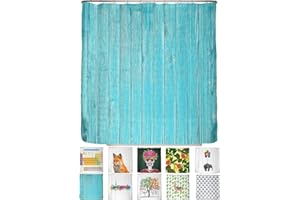 ‎ARTENEUR arteneur® - Holz Türkis - Anti-Schimmel Duschvorhang 180x200 - Recycelt mit Öko-Tex Standard 100 - Beschwerter Saum, Blickdicht, Wasserdicht, Waschbar, 12 Ringe & E-Book mit Reinigungs-Tipps