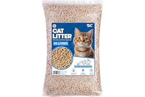 SIC Cat Litter 30L – Biodegradable Wood Pellet Cat Litter, Dust-Free & Unscented, Non-Clumping, Odour Control for Cats & Kittens, Natural, Soft Wood Pellets for Paws & Tray Freshness
