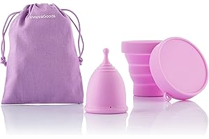 InnovaGoods® Copa menstrual hipoalergénica, Copas Menstruales 100% silicona Incluye bolsa de transporte de algodón y esterilizador de copa menstrual (Copa Talla L)