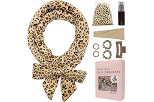 BAOLIVI Lockenwickler Über Nacht Lange Haare,Haare Locken Ohne Hitze Heatless Hair Curler Band 180 Cm Weicher Samt Rutschfest Sleep Tie Mit Stirnband Locken Band Zum Schlafen (Leopardendruck)