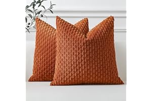 Sungeek Set of 2 Rust Soft Corduroy Decorative Cushion Covers Boho Striped Throw Pillow Covers for Sofa Couch Living Room Patio Farmhouse Home Decor Pillowcases 45x45cm