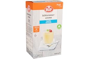 ‎RUF RUF Schlemmercreme Vanille, ohne Kochen, Großpackung Dessertpulver für ein locker fluffiges Creme-Dessert mit feiner Vanillenote, glutenfrei, 1 x 1000g