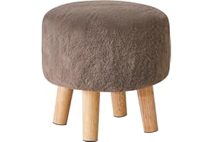 YMYNY Rotondo Sgabello Ottomano Poggiapiedi, Cambiare Sgabello Scarpe, Poliestere Spugna Poggiapiedi Con Gambe In Legno Antiscivolo Per Soggiorno, Divano, Ingresso 32×32×32CM Marrone HBD035GR