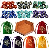 PUGED DND Zar Seti 42 Adet &Ccedil;oky&uuml;zl&uuml; Zindanlar ve Ejderhalar D&D RPG i&ccedil;in Yuvarlanan Zar MTG Masa Oyunları Renkli İpli &Ccedil;anta v