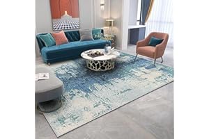ASIinnsy Tappeto Astratto Tappeto Grigio Blu Tappeti Moderni Soggiorno Antiscivolo Morbido Tappeto Salotto Pelo Corto Tappeti Grandi per Soggiorno Camera da Letto (200 x 250 cm, Blu Inchiostro)