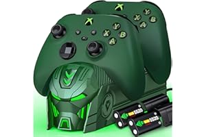 HELLCOOL Batteria ricaricabile per controller Xbox, 2 batterie da 5520 mWh con dock di ricarica Xbox/display LED/vano batteria, pacco batteria per Xbox Series X|S, Xbox One/Elite/S|X