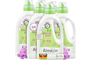 ‎ALMAWIN AlmaWin® Wäscheparfüm mit zitronigem Verbena-Duft & Eukalyptus [6x 750ml] - Bio Wäscheduft Waschmaschine kombinierbar mit Flüssig- & Pulverwaschmitteln - Wäscheparfum