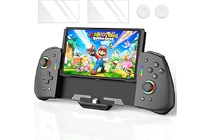 RREAKA Switch Controller for Nintendo Switch/OLED, One-Piece Switch Pro Controllers Replacement for Joycon, Handheld Switch Grip Remote with 8 RGB Colors, Adjustable TURBO, Dual Motor Vibration, Back Button