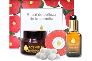 ACEMELIA Pack Ritual Belleza de la Camelia | Ritual SAHO Japonés con productos de Aceite de Camelia | Kit Belleza Facial | Pack Cosmética de Lujo | Rutina Facial Completa | Regalos Originales para Mujer