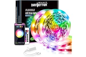 DAYBETTER LED Strip 30M(2X15M), 5050 RGB LED Streifen Bluetooth App-Steuerung LED Lichterkette Musik-Sync mit Fernbedienung für Schlafzimmer, Küche, Wohnzimmer und TV